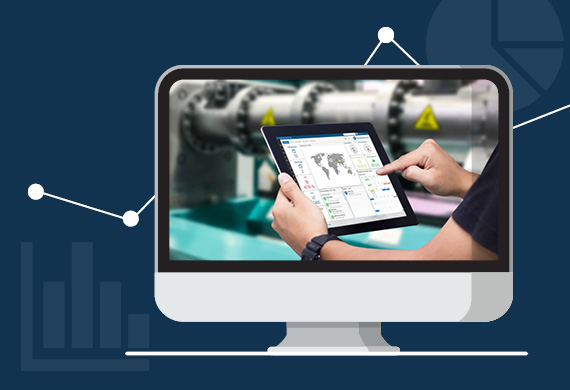 Tablet mit Dashboard für Maschinen
